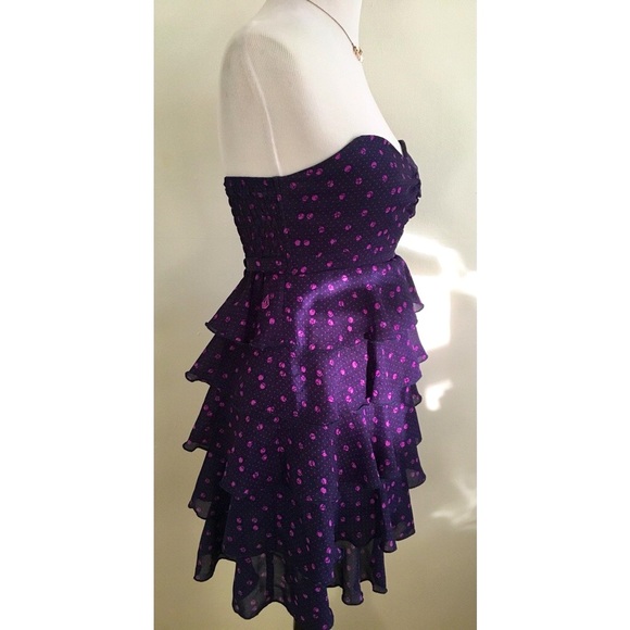 Volcom Retro Barbiecore Purple Polkadot Tiered Ruffled Party Dress ✨ - Picture 5 of 9